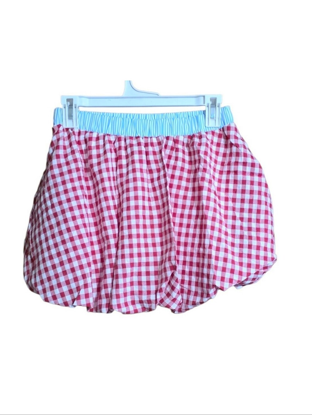 Gingham Bubble Mini Skort Red & White Size S - Picture 6 of 13